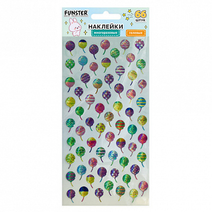 Наклейки гелевые "Яркое ассорти", 17,5х9 см, ассорти 8 видов, FUNSTER (ФАНСТЕР), 666101