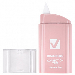 Корректирующая лента BRAUBERG COMPACT PASTEL, 5 мм х 6 м, корпус ассорти, блистер, 272495