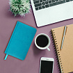Еженедельник недатированный МАЛЫЙ ФОРМАТ 95х155 мм А6 BRAUBERG "Rainbow", под кожу, 64 л., бирюзовый, 114483