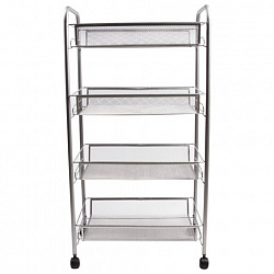 Этажерка (тележка) BRABIX офисно-бытовая 4 яруса, на колесах, металл, серебристая, 43,5х26х83,5 см, 603754