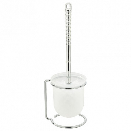 Ершик для унитаза с подставкой, маталл + пластик, хромированный, LAIMA, 607426