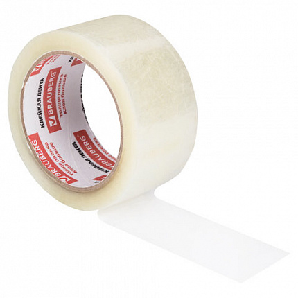 Клейкая лента упаковочная 50 мм х 66 м, прозрачная, УСИЛЕННАЯ, МОРОЗОСТОЙКАЯ, толщина 50 микрон, BRAUBERG, 440112