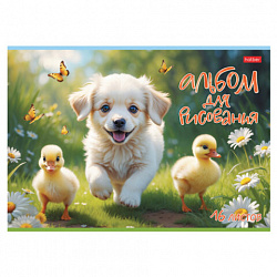 Альбом для рисования А4 16 л., скоба, обложка картон, HATBER, 205х290 мм, "Верные друзья" (5 видов), 091491, 16А4В