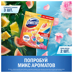 Блок туалетный подвесной твердый 2х50г+3х50г ДОМЕСТОС "Свежесть цитруса и Цветочный б