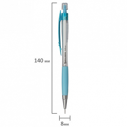 Карандаш механический 0,5 мм, BRAUBERG "Elegant", резиновый грип, корпус ассорти, 181417