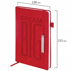 Ежедневник недатированный А5 138х213 мм BRAUBERG "BeStyle", под кожу, резинка, держатель, 160 л., красный, 116217