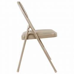 Стул складной BRABIX "Golf Plus CF-003 КОМФОРТ", бежевый каркас, кожзам бежевый, В КОРОБЕ, 533027