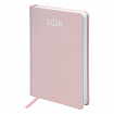 Ежедневник датированный 2026, А5, 138x213 мм, BRAUBERG "Profile", балакрон, светло-розовый, 117075