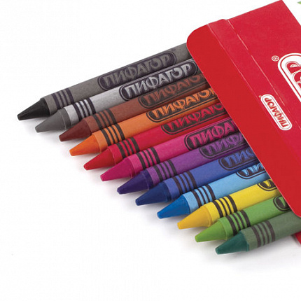 Восковые мелки ПИФАГОР "СОЛНЫШКО", НАБОР 12 цветов, 227279
