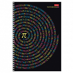 Тетрадь А4 80 л., HATBER, гребень, клетка, обложка картон, "Число Пи" (микс в спайке), 077327, 80Т4В1гр
