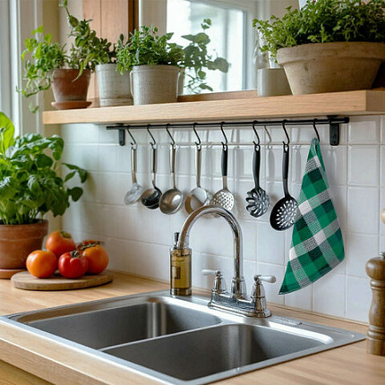 Салфетка вафельная универсальная, ХЛОПОК, 40х64 см, цветная клетка, ассорти, BOOMHOUSE (БУМХАУС), 700883