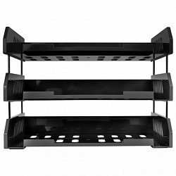 Лотки горизонтальные для бумаг, КОМПЛЕКТ 3 шт., 335х232х246 мм, черный, BRAUBERG EXPERT, 238107