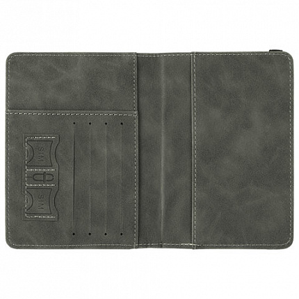 Обложка для паспорта и документов с защитой от считывания, 9 карманов, резинка, экокожа, графитовая, BRAUBERG, 238753