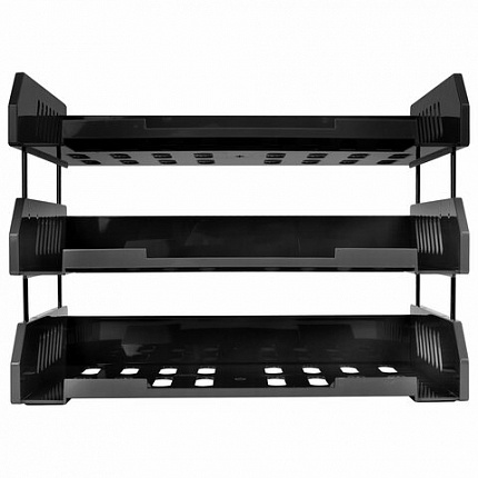 Лотки горизонтальные для бумаг, КОМПЛЕКТ 3 шт., 335х232х246 мм, черный, BRAUBERG FILE, 238107, ЛТ561