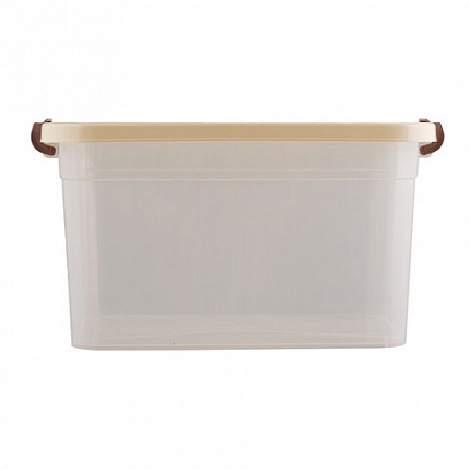 Ящик-контейнер 10 л с КРЫШКОЙ НА ЗАЩЕЛКАХ И РУЧКОЙ, 19х35х23 см, пластик, прозрачный, крышка ассорти, 810, 438100065