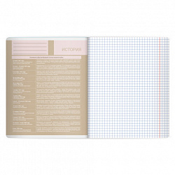 Тетрадь предметная MonoPastel 48 л., пластиковая обложка, ИСТОРИЯ, клетка, подсказ, BRAUBERG, 405508