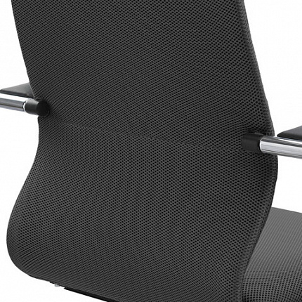 Кресло офисное МЕТТА "SU-B-10" хром, ткань-сетка, сиденье и спинка мягкие, черное