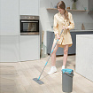 Швабра с отжимом и ведром 8л/7л двухкамерное, насадка из микрофибры карманы с 2-х сторон, серый, Light Mop, MILEY, 901-618