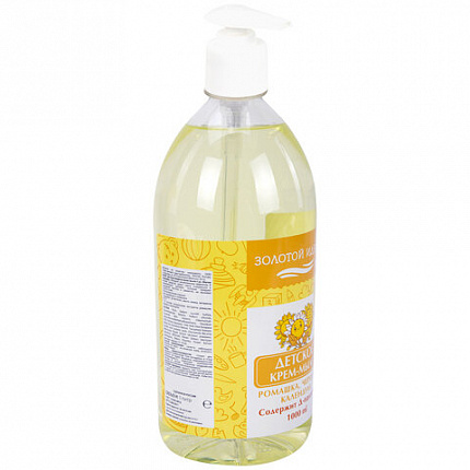 Мыло-крем жидкое гипоаллергенное 1 л, ЗОЛОТОЙ ИДЕАЛ KIDS "Ромашка, череда и календула", дозатор, 609430