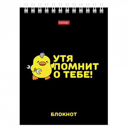 Блокнот МАЛЫЙ ФОРМАТ А6, 40 л., гребень, картон, клетка, HATBER, "УтяКря", 079618, 40Б6В1гр