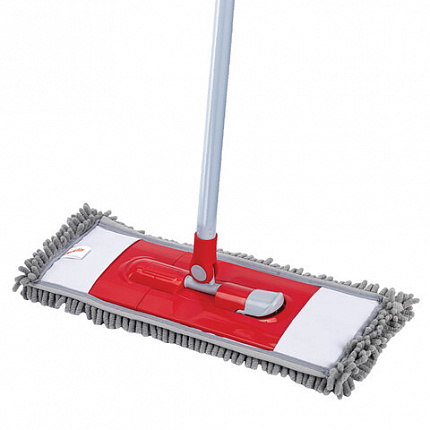 Швабра КОМПЛЕКТ черенок 75-130 см + флаундер 40 см + МОП микрофибра СИНЕЛЬ (ТИП К), PERKLIN (ПЕРКЛИН), 700981