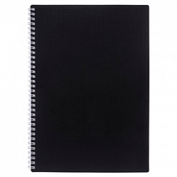 Тетрадь обложка пластик, А4, 80 л., гребень, клетка, HATBER, "VELVET" Черная, 081566, 80Т4В1гр_01601