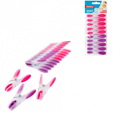 Прищепки бельевые 8,2 см, КОМПЛЕКТ 10 штук, прорезиненный пластик, ассорти, PRIMILA (ПРИМИЛА) PREMIUM, 700523