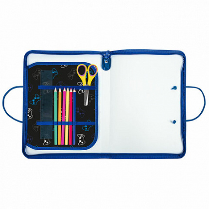 Папка для труда на молнии с ручками ПИФАГОР А4, 1 отделение, пластик, органайзер, "Lucky gamer", 273390