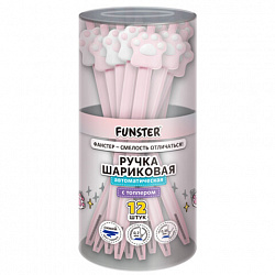 Ручка с топпером шариковая автоматическая FUNSTER (ФАНСТЕР) "CAT PAW", СИНЯЯ, ассорти, пишущий узел 0,7 мм, линия письма 0,35 мм, 144376