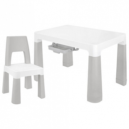 Стол детский + стул BRABIX KIDS CS-003, 2-7 лет, пластик белый + серый, 533292