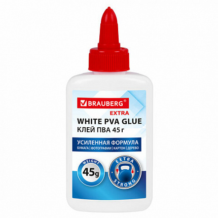 Клей ПВА УСИЛЕННЫЙ BRAUBERG Extra (бумага, фотографии, картон, дерево), 45 г, 271938