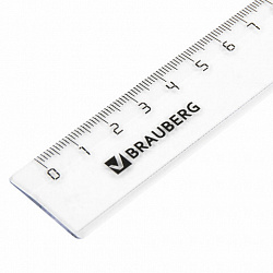 Линейка пластиковая 20 см, BRAUBERG, прозрачная, тонированная, 210606
