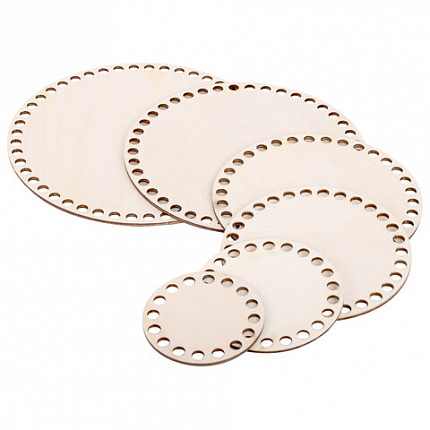 Донышки деревянные для вязания круглые, 6 шт., диаметр 8-10-13-15-18-20 см, BRAUBERG HOBBY, 665321