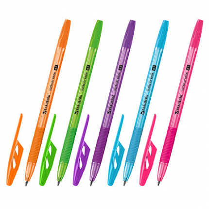Ручка шариковая с грипом BRAUBERG "ULTRA GT NEON", СИНЯЯ, узел 0,7 мм, чернила ГЕРМАНИЯ, наконечник ШВЕЙЦАРИЯ, 144054