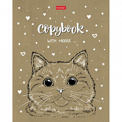 Тетрадь А5, 48 л., HATBER, скоба, клетка, обложка крафт-картон, "Милые зверьки" (микс в спайке), 066339, 48Т5В1