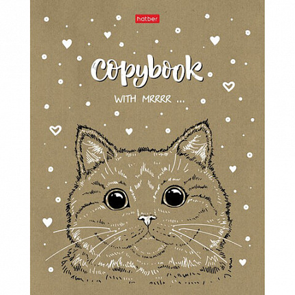 Тетрадь А5, 48 л., HATBER, скоба, клетка, обложка крафт-картон, "Милые зверьки" (5 видов в спайке), 48Т5В1