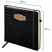 Скетчбук, слоновая кость 140 г/м2, 200х200 мм, 80 л., КОЖЗАМ, резинка, BRAUBERG ART CLASSIC, CROCO, черный, 116472