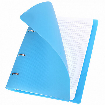 Тетрадь на кольцах А5 175х220мм, 120л, пластик, с резинкой, BRAUBERG, Синий, 404617