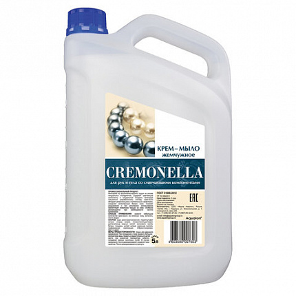 Мыло-крем жидкое 5 л CREMONELLA "Жемчужное", ПРЕМИУМ, перламутровое, из натуральных компонентов, 102202