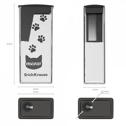 Точилка ERICH KRAUSE "City Meow", с контейнером, пластиковая, корпус ассорти, 61543