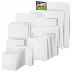 Холсты на картоне НАБОР 30 штук в коробе, хлопок, грунт, 280 г/м2, BRAUBERG ART CLASSIC, 192663