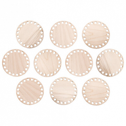 Донышки деревянные для вязания круглые, 10 штук, диаметр 10 см, BRAUBERG HOBBY, 665316