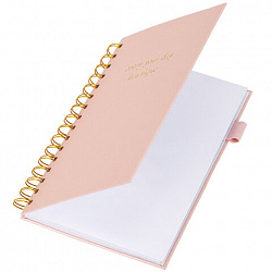 Бизнес-тетрадь на гребне А5 148х216 мм, BRAUBERG "Calipso" под кожу, резинка, клетка, 80 л., розовая, 116251