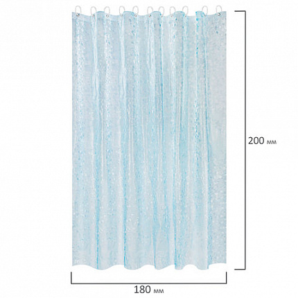 Шторка для ванной EVA, 180х200 см, кольца в комплекте, СИНЯЯ ЛЕДЯНАЯ СВЕЖЕСТЬ, PRIMILA (ПРИМИЛА), 700100
