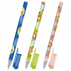 Ручка шариковая с принтом FUNSTER (ФАНСТЕР) STICK "КОТ-ЭНТУЗИАСТ", СИНЯЯ, SOFT TOUCH покрытие, узел 0,7 мм, линия 0,35 мм, 144398