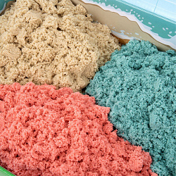 Песок для лепки кинетический, 3 цвета, 3 кг, коробка-песочница, BRAUBERG KIDS, 666009