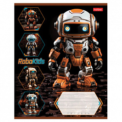 Тетрадь 18 л., HATBER клетка, обложка картон, "Робо" (микс в спайке), 084624, 18Т5В1