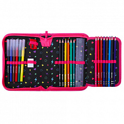 Пенал BRAUBERG с наполнением, 1 отделение, 1 откидная планка, 24 предмета, 21х14 см, "Headphones", 273531