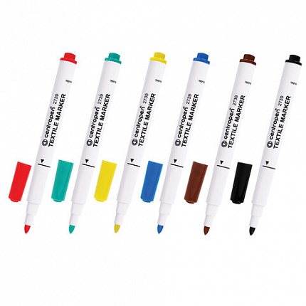 Маркеры для ткани 6 ЦВЕТОВ CENTROPEN "Textile Marker", круглый наконечник, 1,8 мм, 2739/6, 5 2739 0610