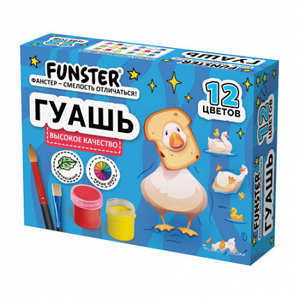 Гуашь FUNSTER, 12 цветов по 15 мл, ассорти дизайнов, 192824
